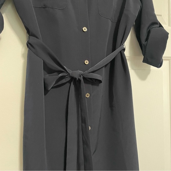 The Limited Solid Navy Button Down Rollup Sleeve Dress Size 8 - Picture 5 of 11